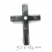 Hematite Cross Pendant  30x42mm Rhinestone